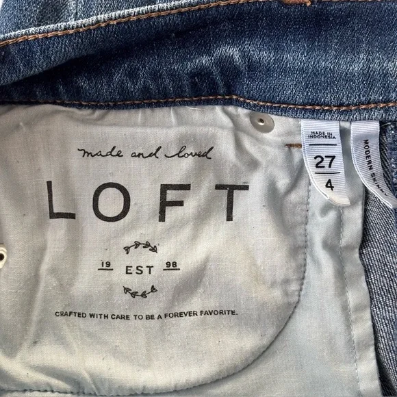 LOFT Tassel Hem Embroidered Boho Modern Skinny Ankle Jeans Size 27 / 4 - Picture 11 of 14